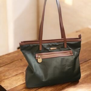 Michael Kors Olive Tote with Brown Accents